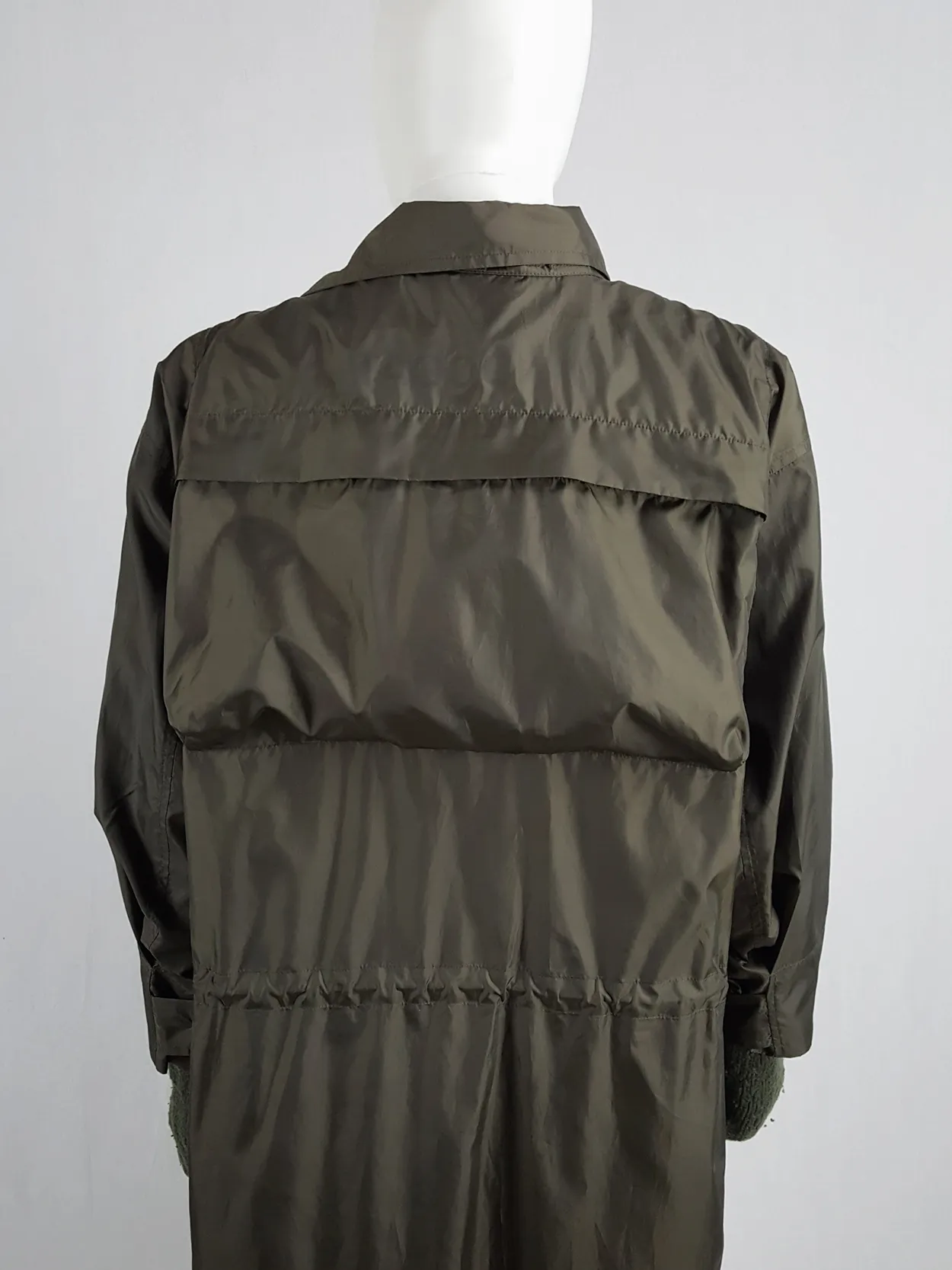 Issey Miyake Windcoat khaki oversized parka that folds into a bag — 1990s