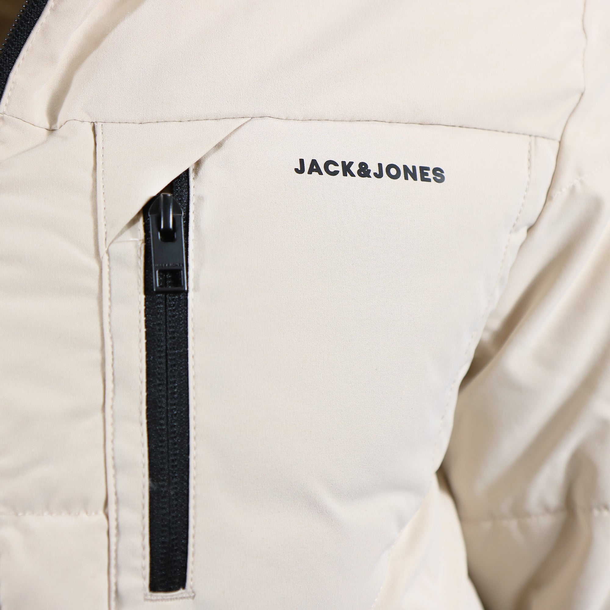 Jack And Jones Moonbeam Puffer Jacket With Hidden Pocket | Cream Puffer Jacket