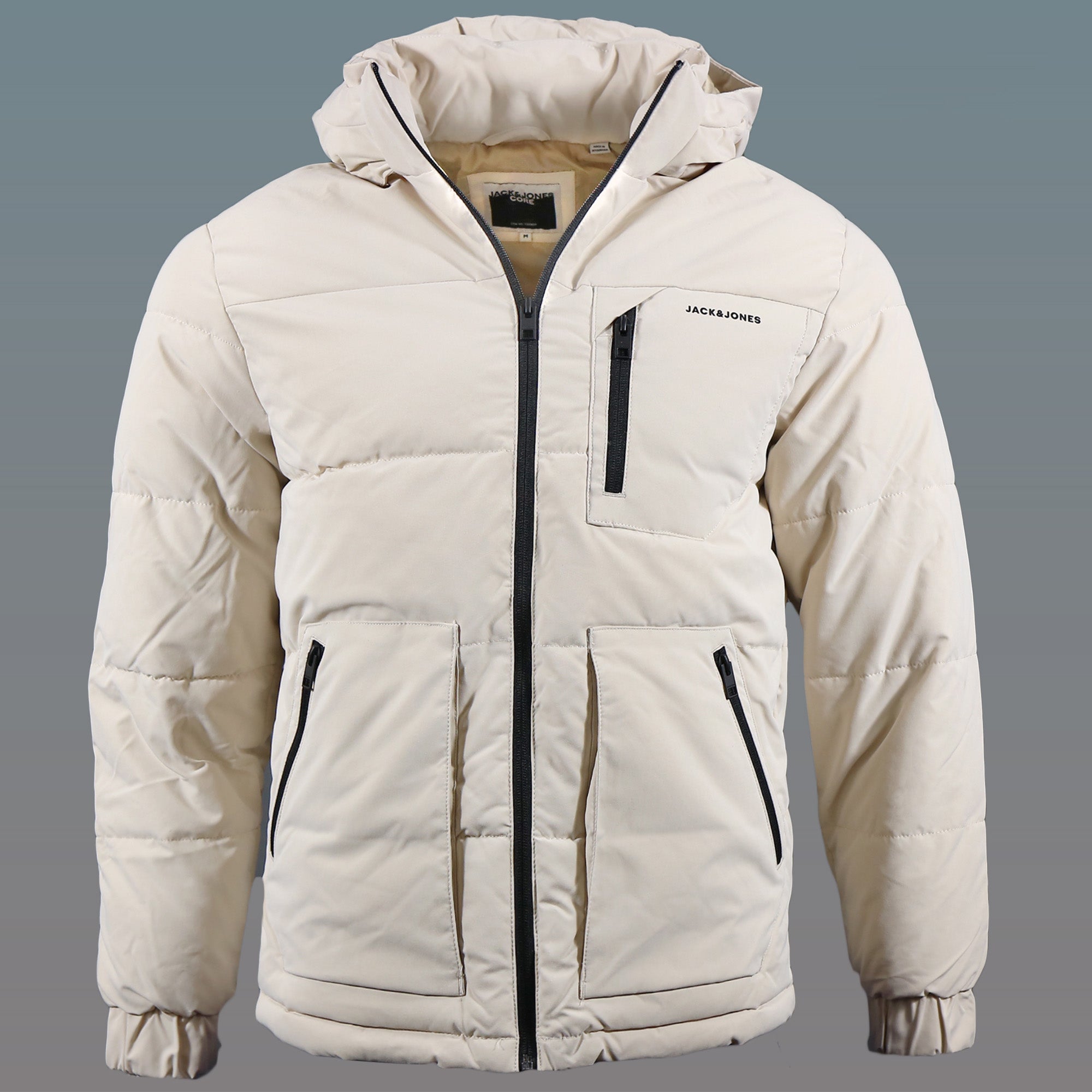 Jack And Jones Moonbeam Puffer Jacket With Hidden Pocket | Cream Puffer Jacket