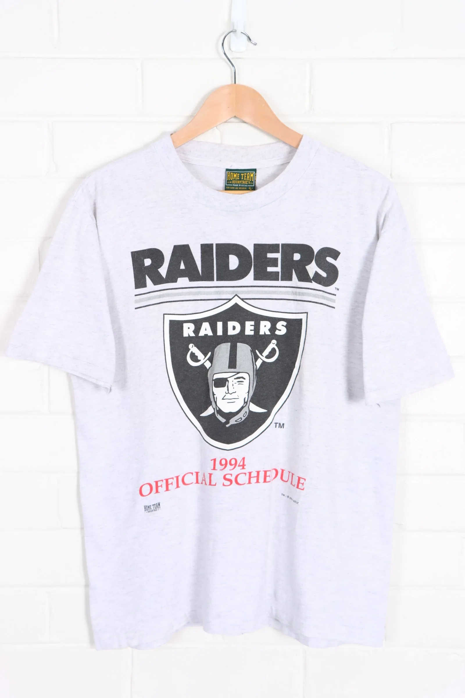 Las Vegas Raiders 1994 NFL Schedule Front Back Single Stitch T-Shirt (S)