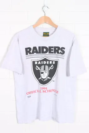 Las Vegas Raiders 1994 NFL Schedule Front Back Single Stitch T-Shirt (S)