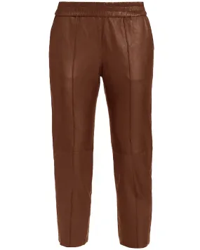 Leather Slim Jogger In Whiskey