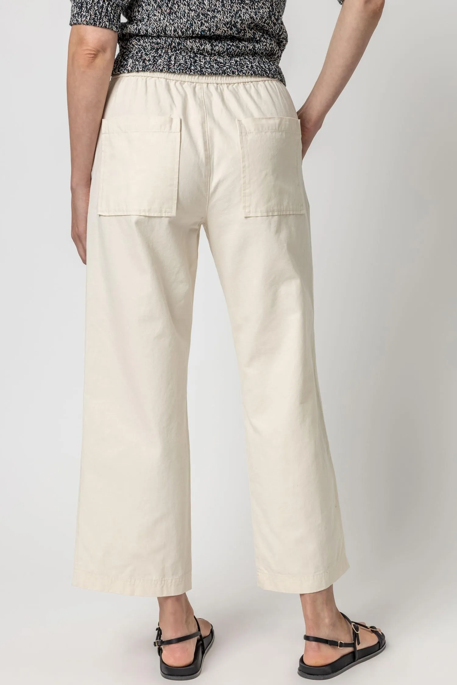 Lilla P Canvas Drawstring Pant - Ecru