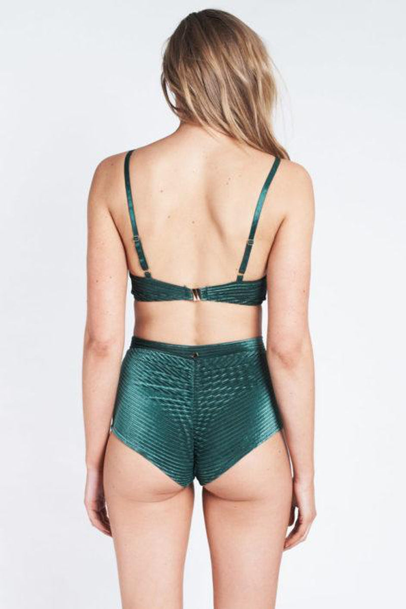 Lunalae Lana High Waist Shorts - Emerald Velvet