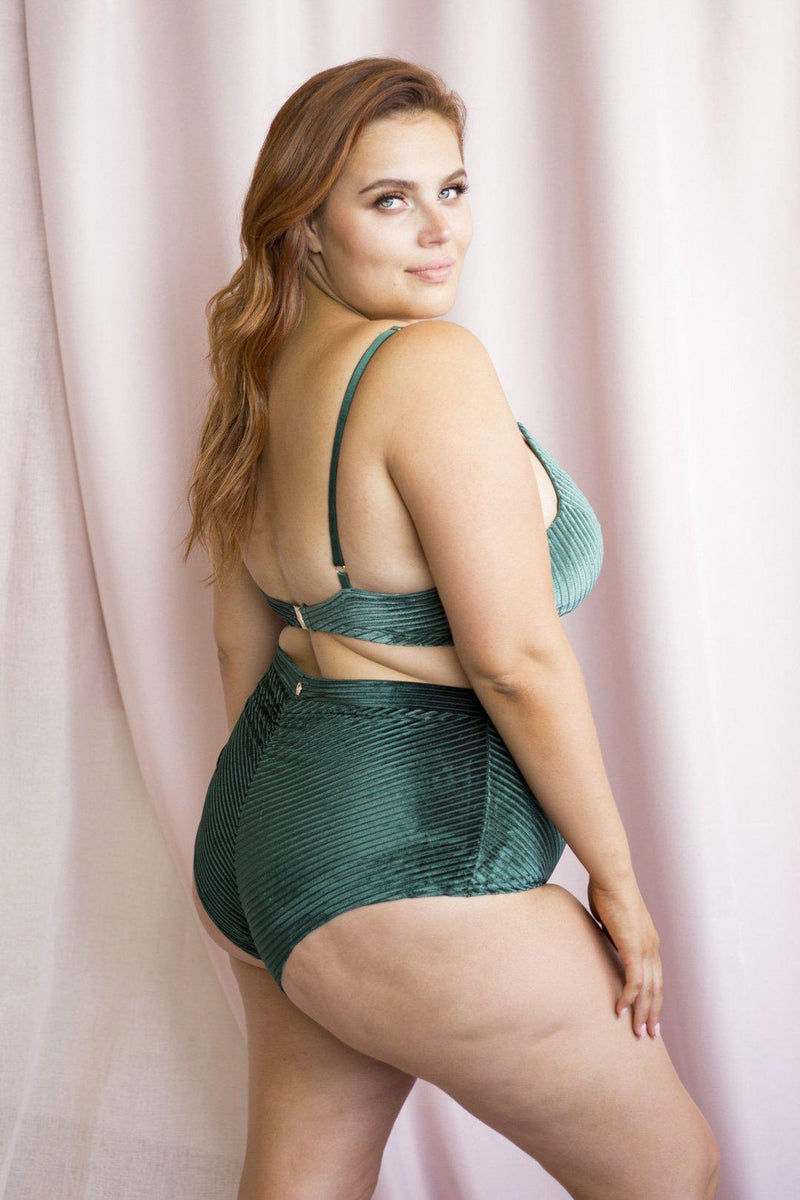 Lunalae Lana High Waist Shorts - Emerald Velvet