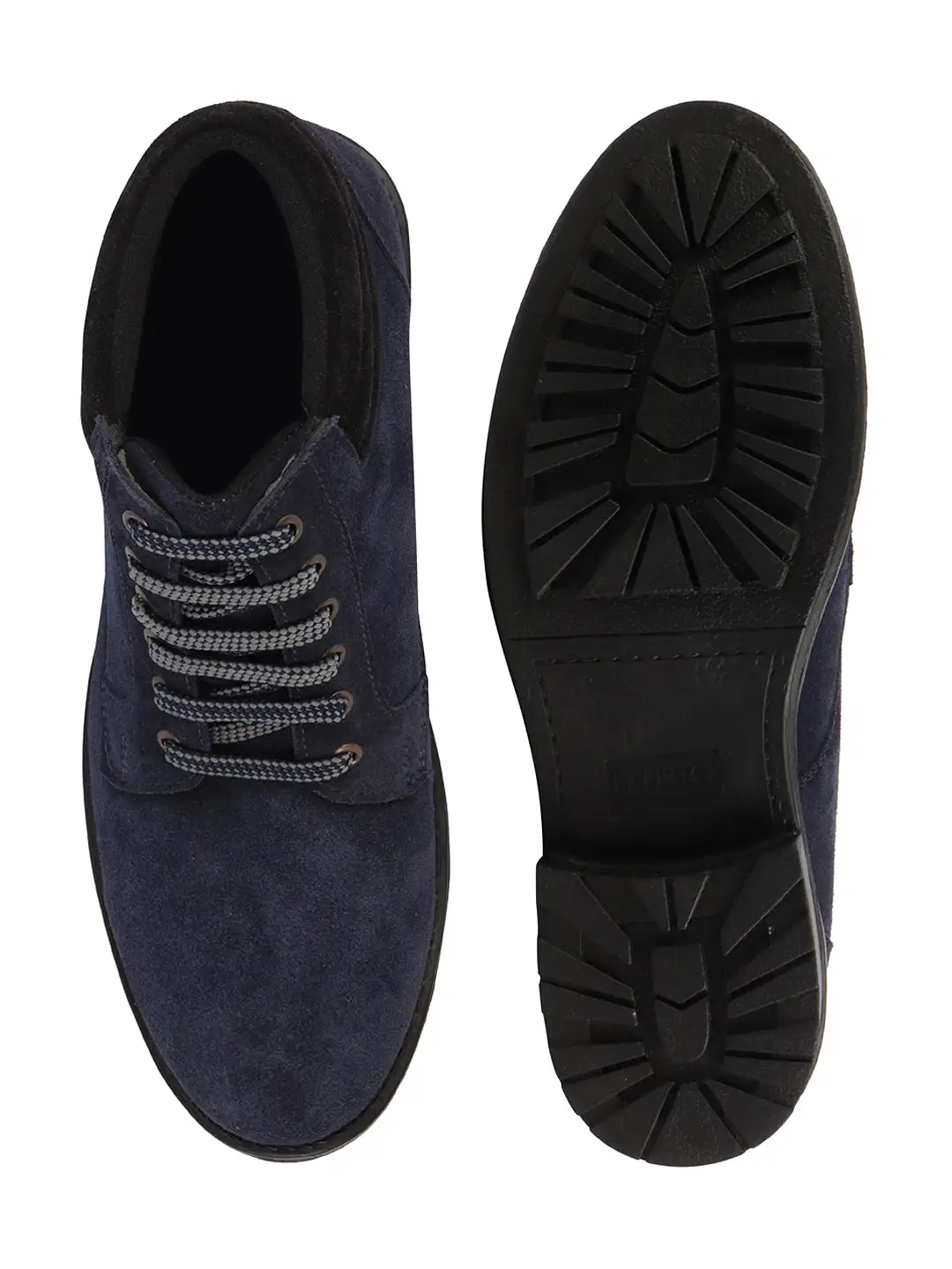 Men Blue Suede Leather Chukka High Ankle Boot For Biking|Hiking|Trekking