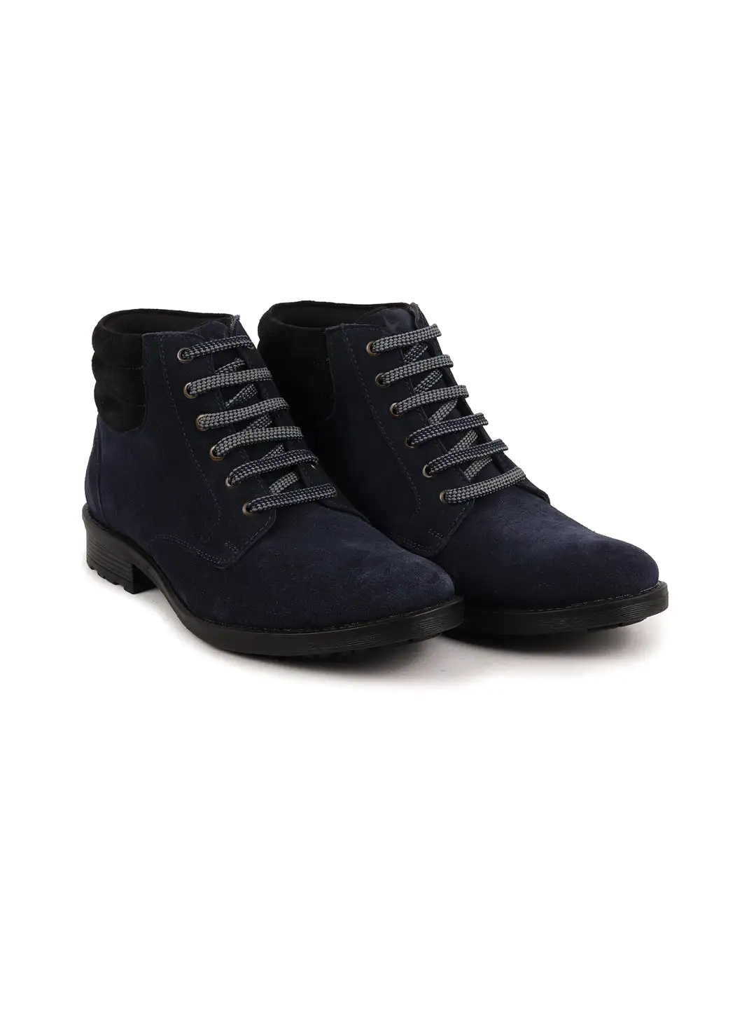 Men Blue Suede Leather Chukka High Ankle Boot For Biking|Hiking|Trekking