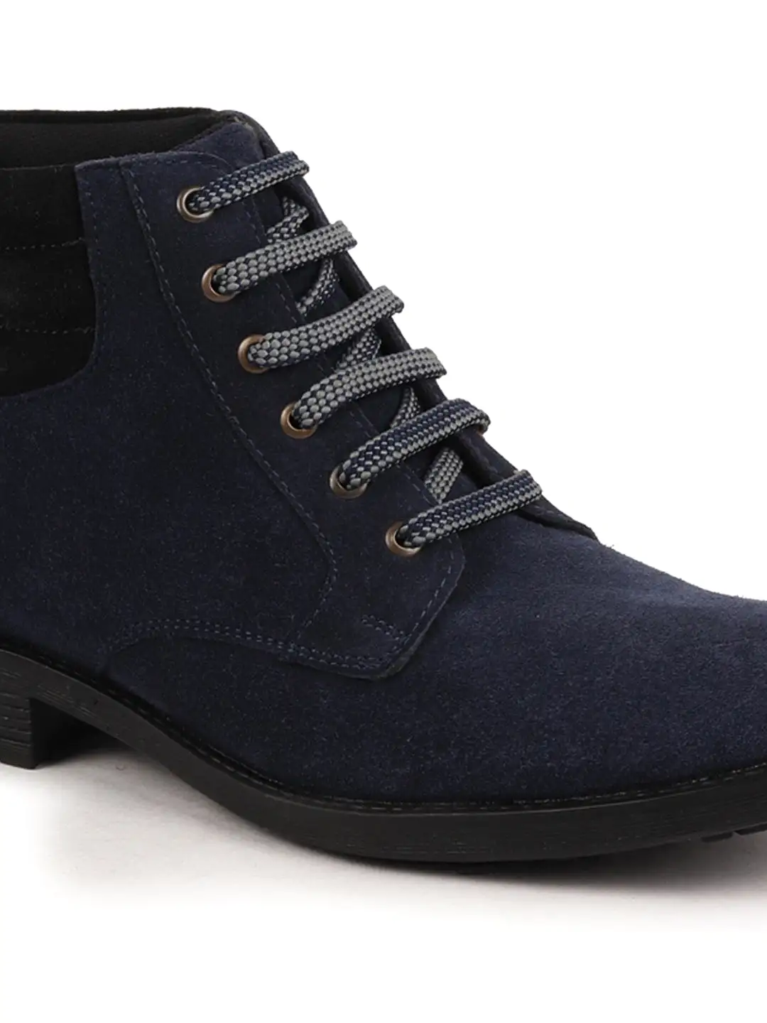 Men Blue Suede Leather Chukka High Ankle Boot For Biking|Hiking|Trekking