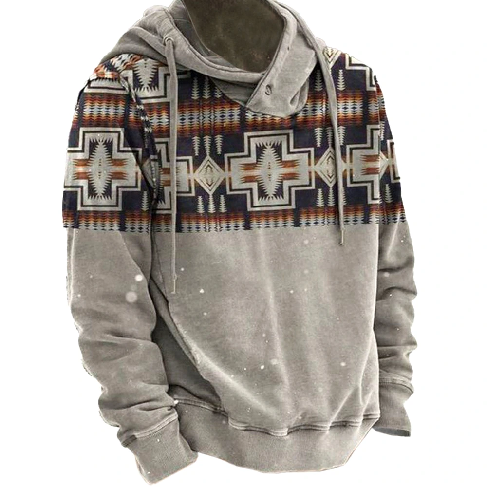 Men's Vintage Ethnic Print Hoodie