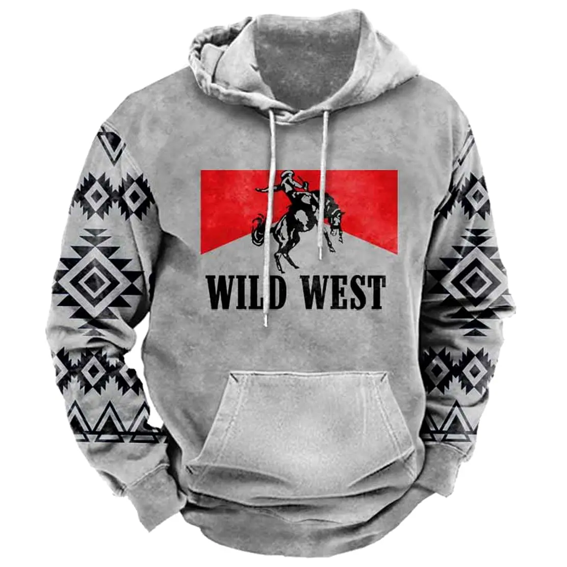 Men's Vintage Ethnic Wild West Print Hoodie