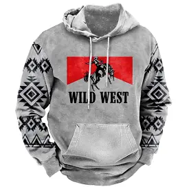 Men's Vintage Ethnic Wild West Print Hoodie