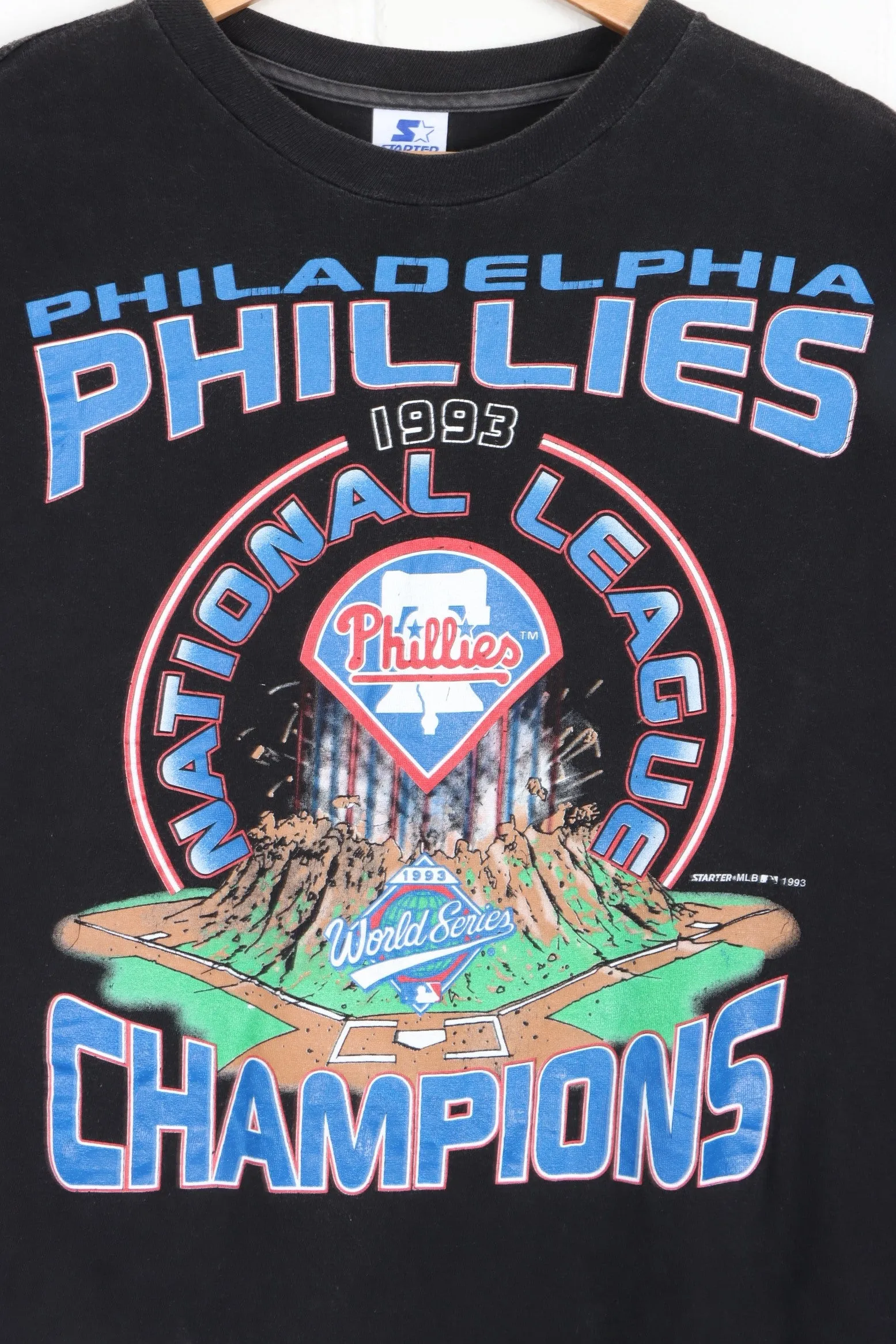 MLB 1993 Philadelphia Phillies Single Stitch STARTER T-Shirt USA Made (XL)