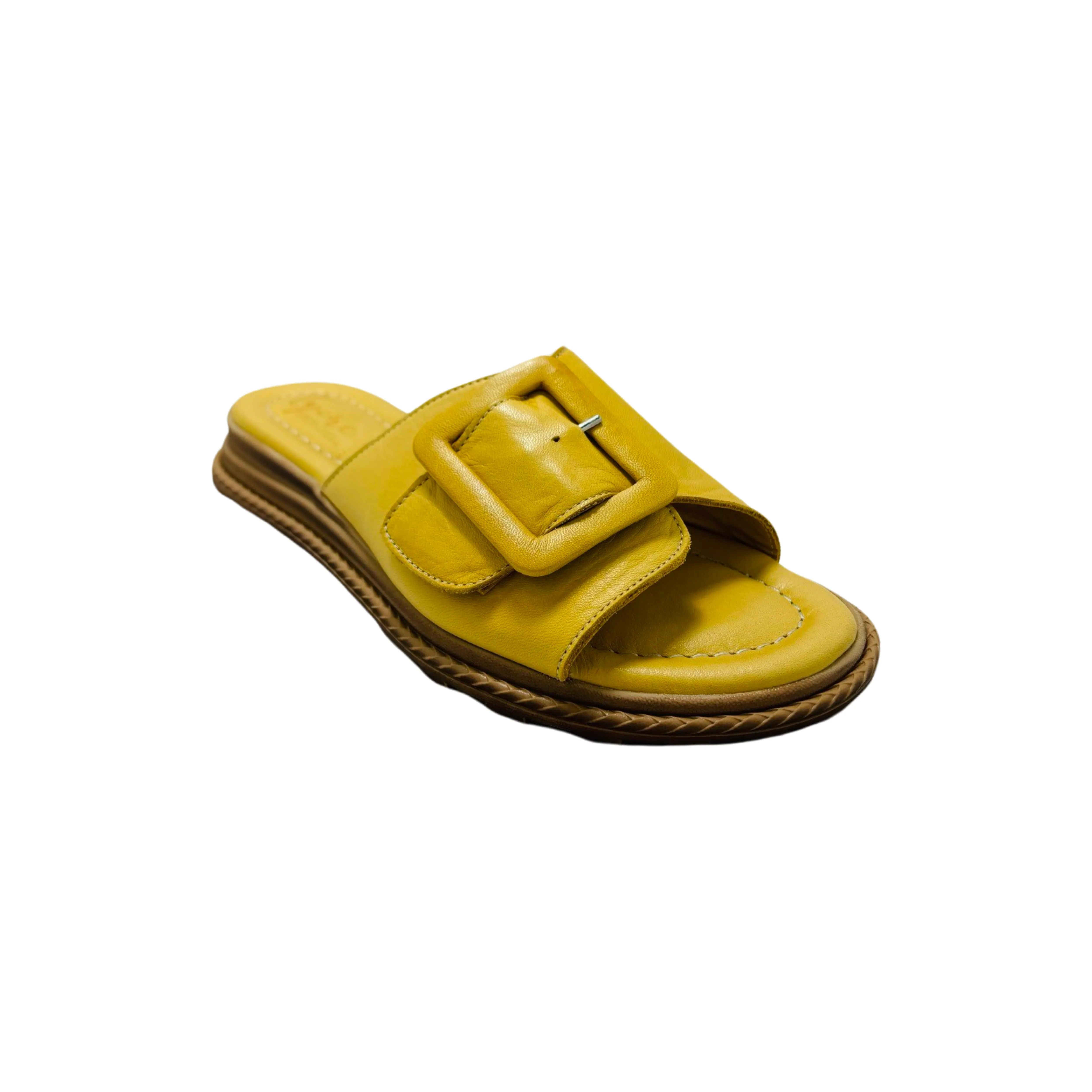 Monroe Yellow Leather Slide