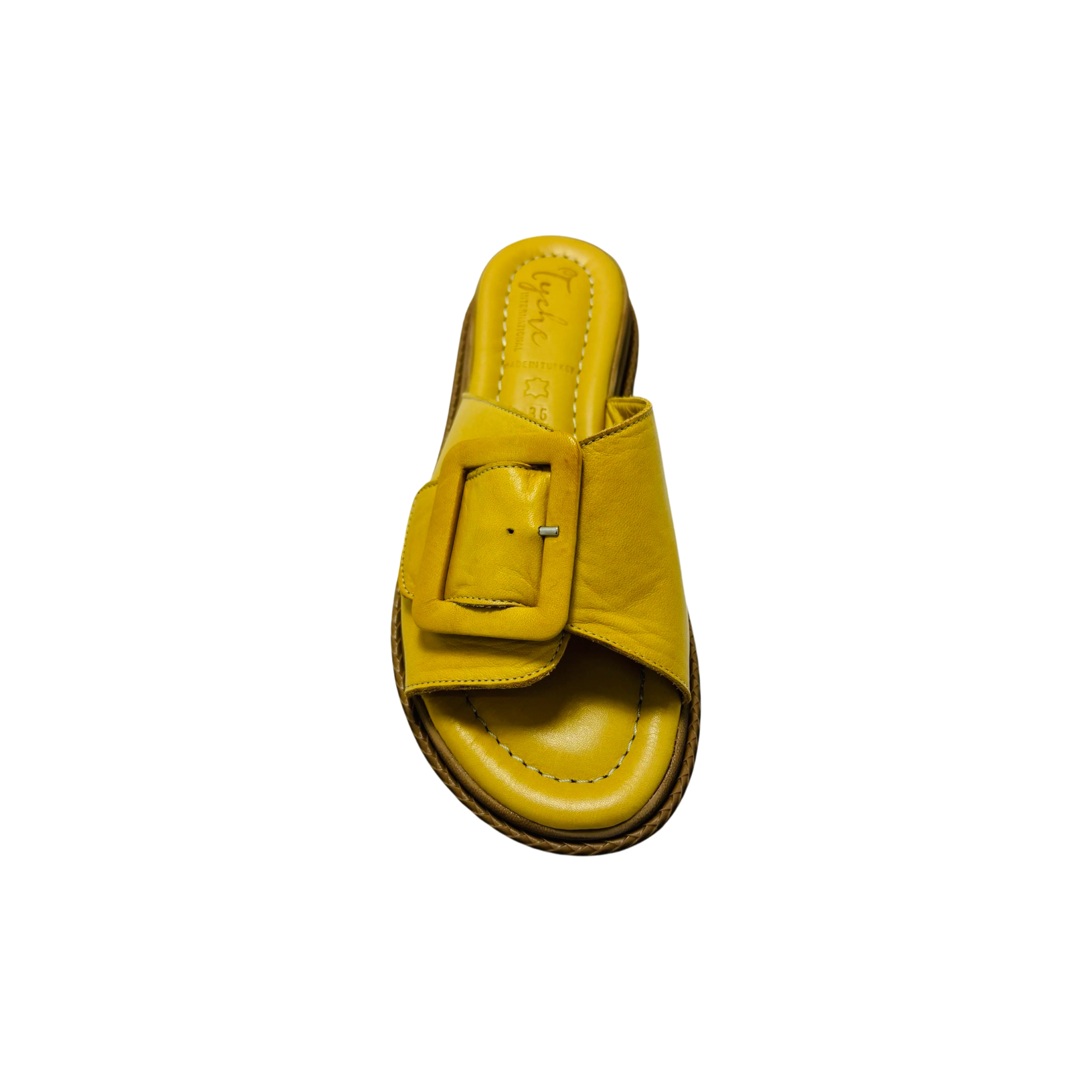 Monroe Yellow Leather Slide