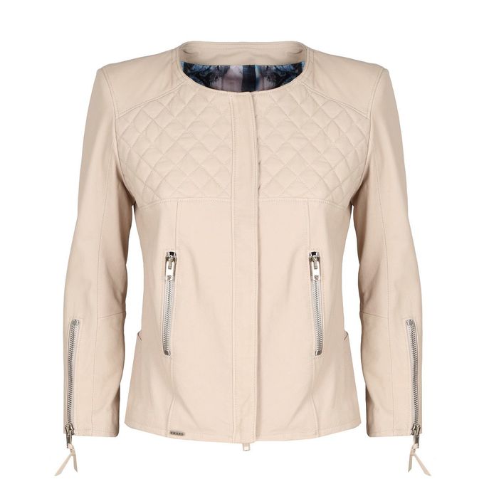 NAPA LEATHER JACKET WITH QUILTED INSERT Woman Soft pink