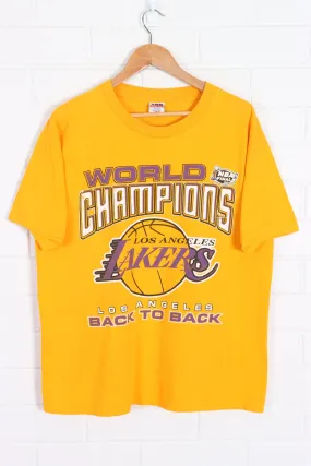 NBA LA Lakers Back 2 Back World Champions Front Back T-Shirt (L)