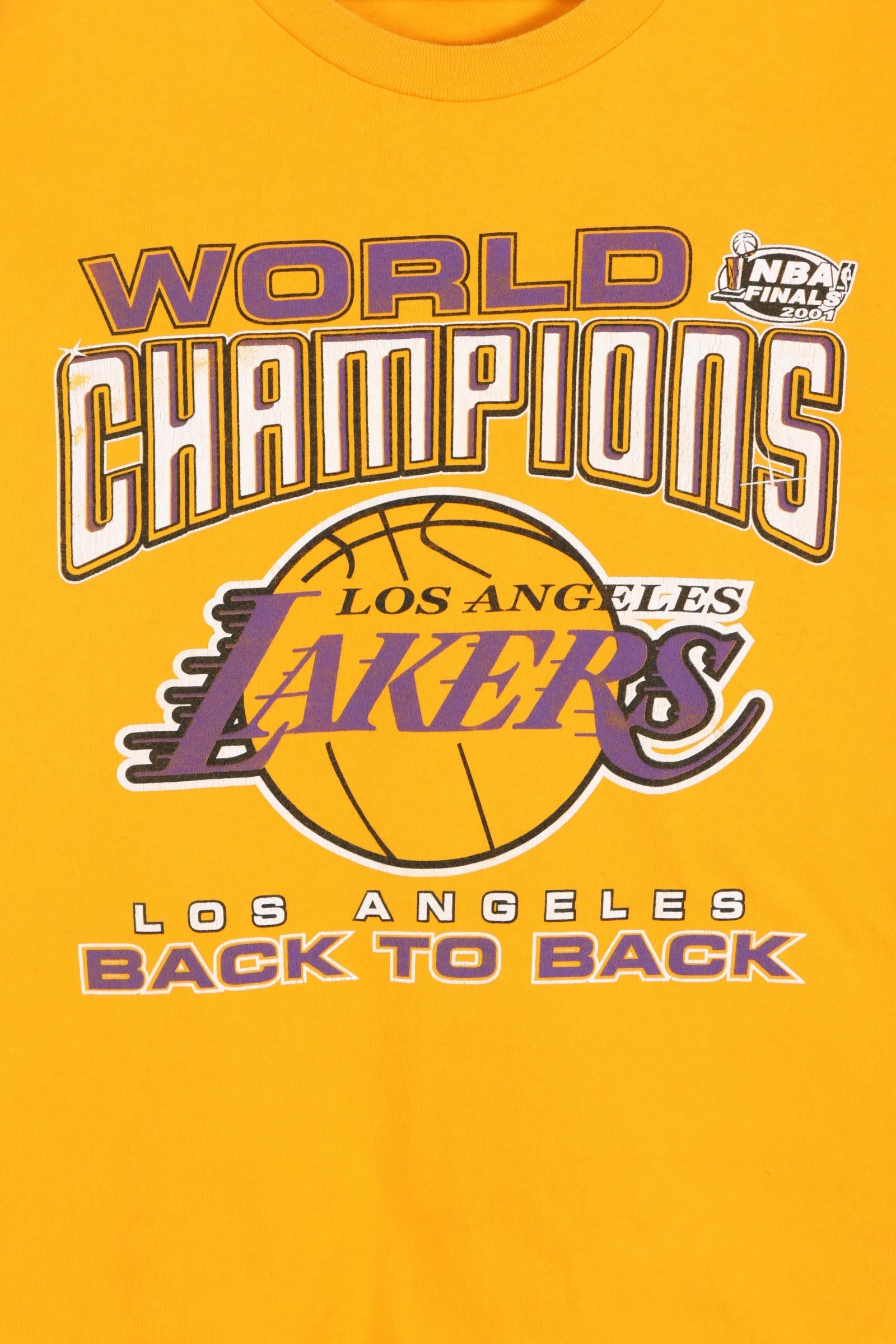 NBA LA Lakers Back 2 Back World Champions Front Back T-Shirt (L)