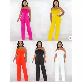 Off Shoulder Fluffy Sexy Jumpsuit