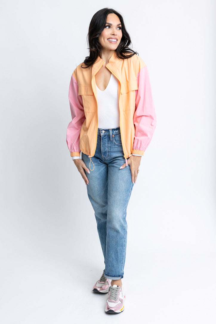 Pastel Color Block Utility Jacket