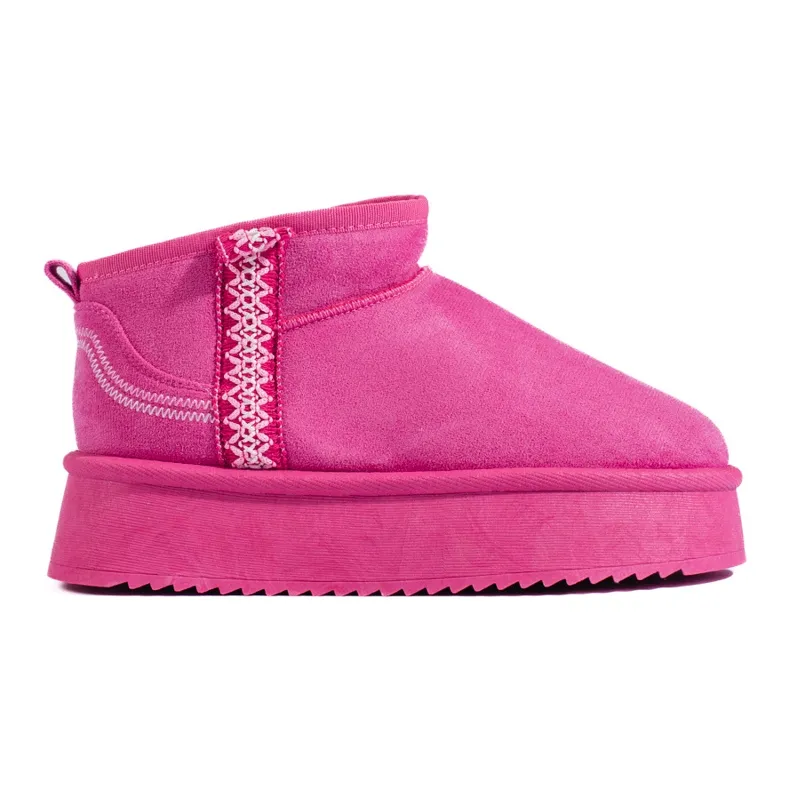 Pink Shelovet suede platform snow boots