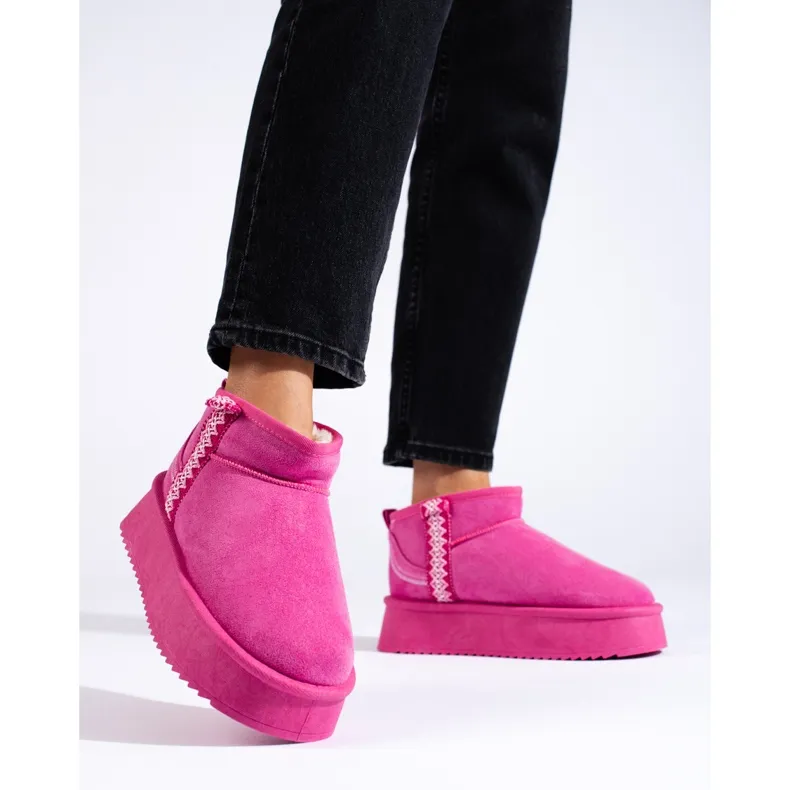 Pink Shelovet suede platform snow boots