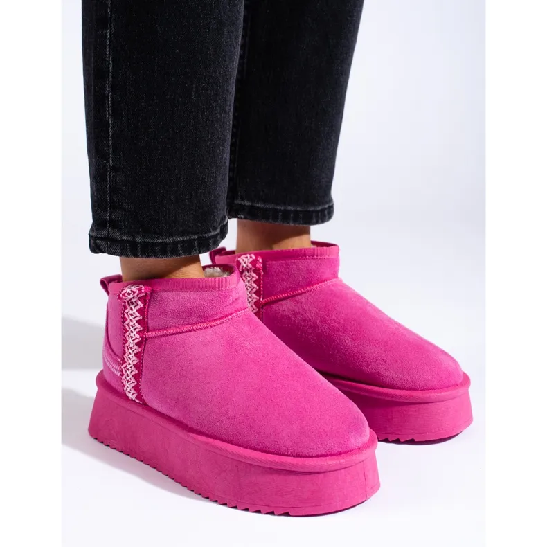 Pink Shelovet suede platform snow boots