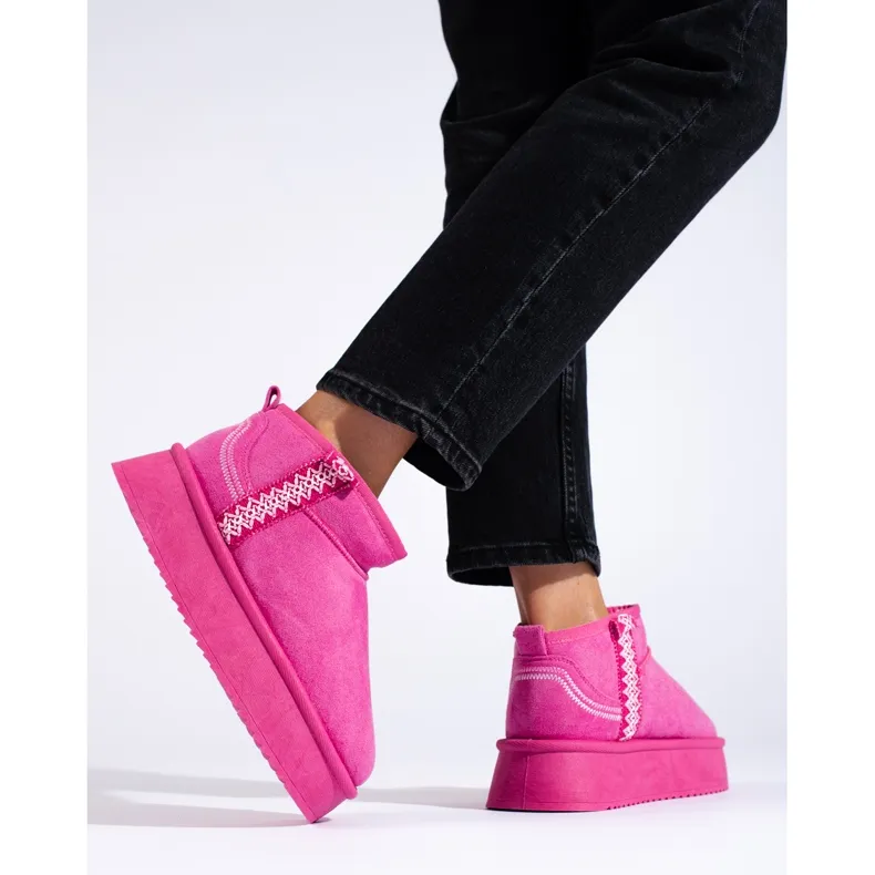 Pink Shelovet suede platform snow boots