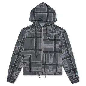 Plaid Ripstop Packable Hooded Jacket - Black