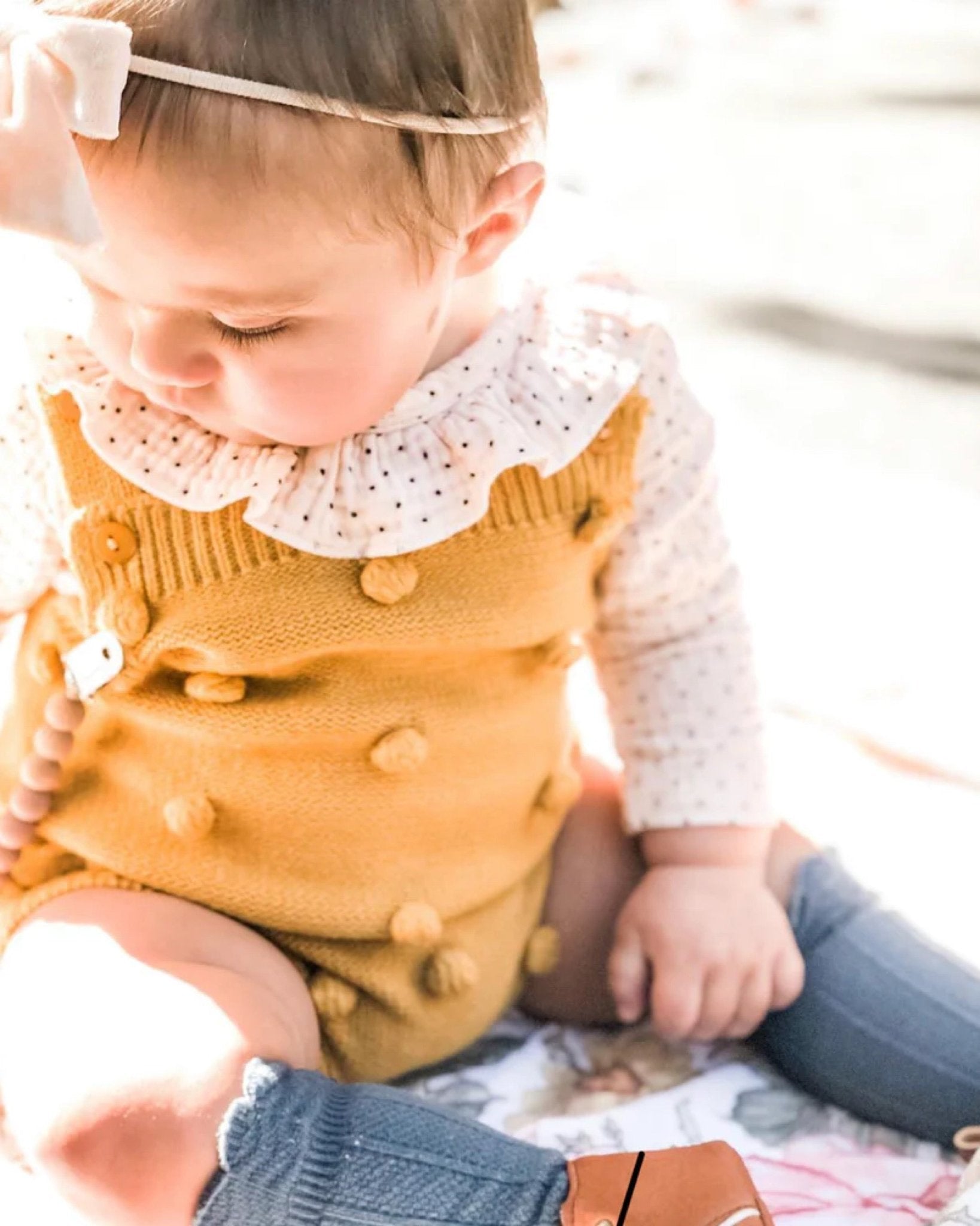 Popcorn Knit Romper | Marigold