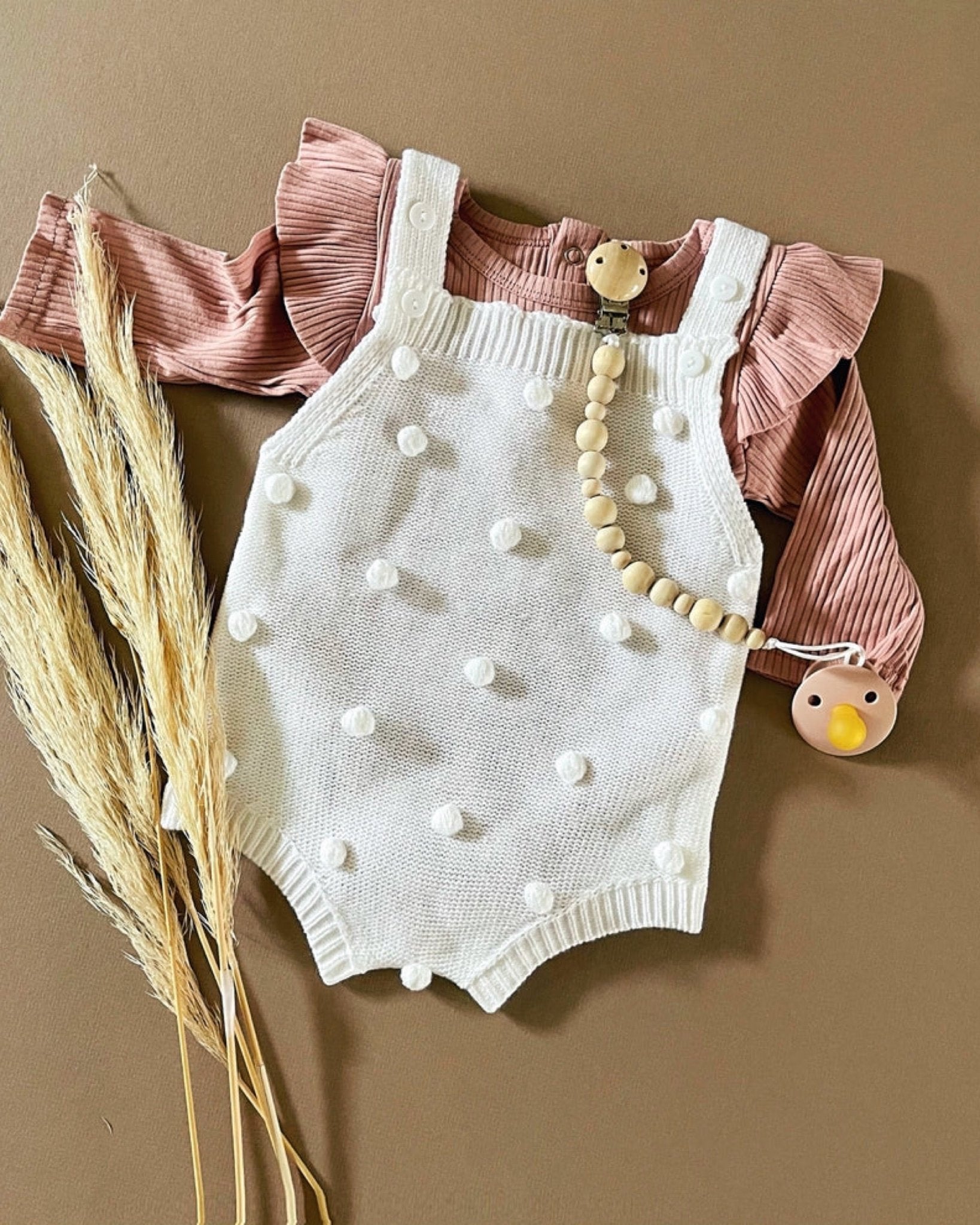 Popcorn Knit Romper | White