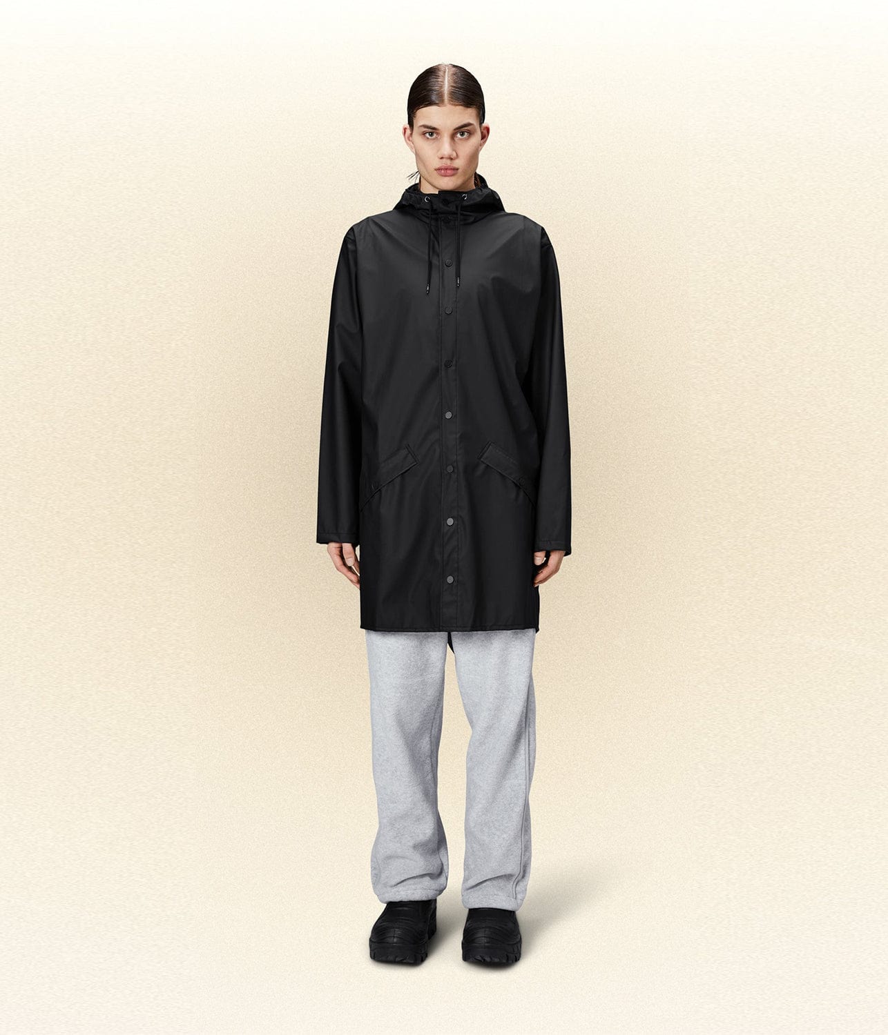 RAINS LONG JACKET BLACK