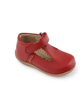 Red Leather First Steps T-Bar Shoes