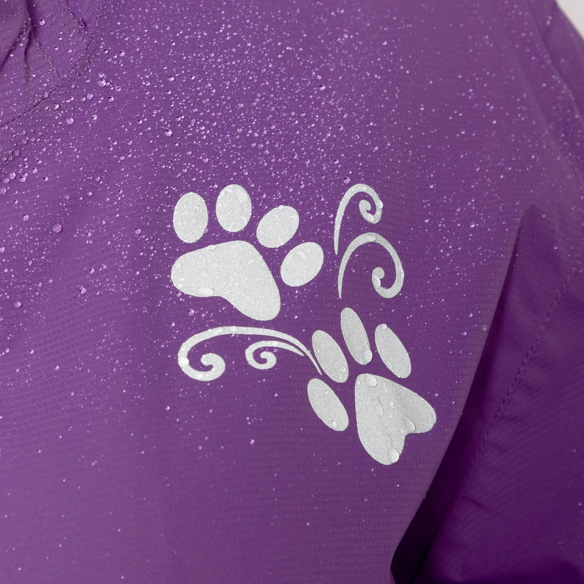 Reflective Paw Print Rain Jacket with Zippered Pockets