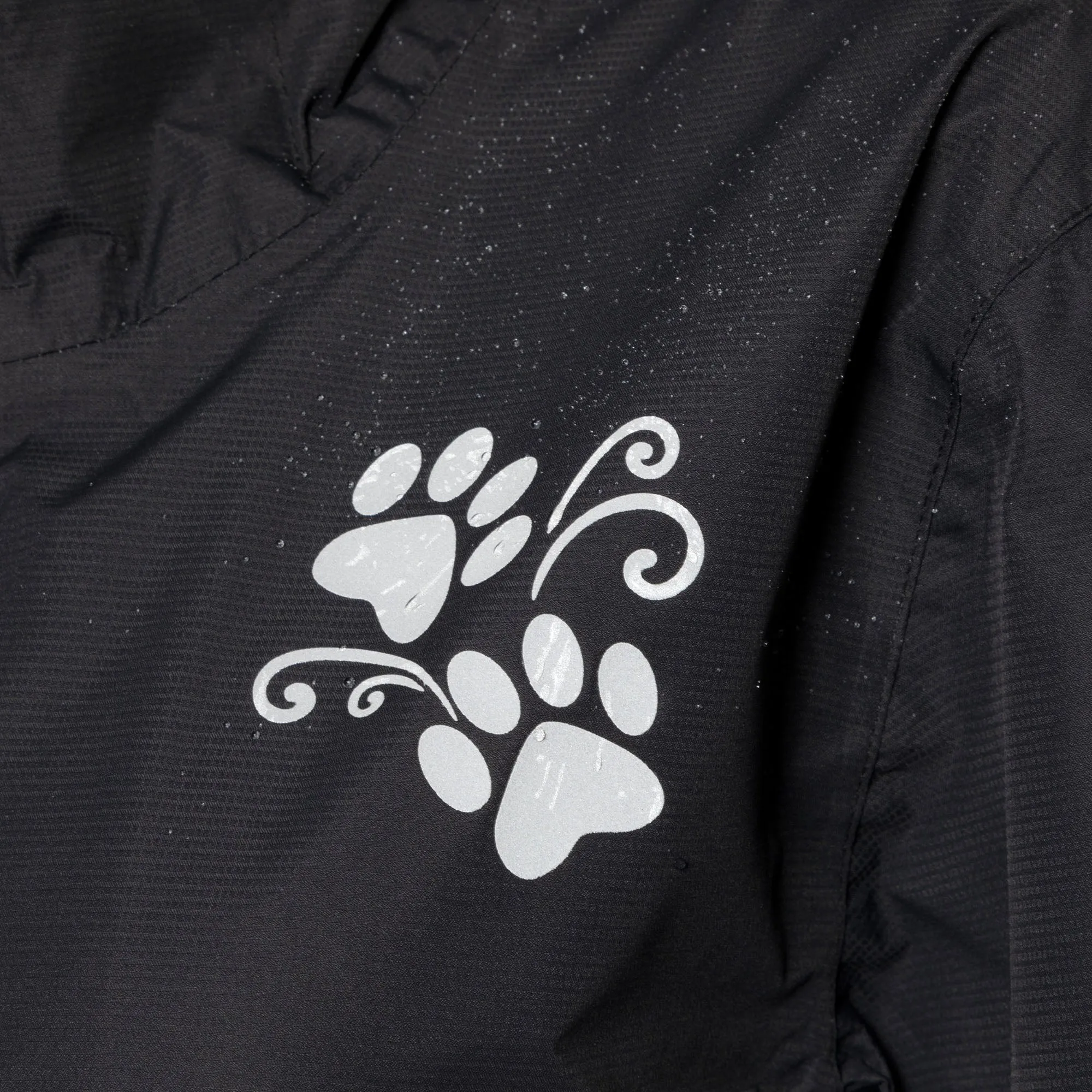 Reflective Paw Print Rain Jacket with Zippered Pockets