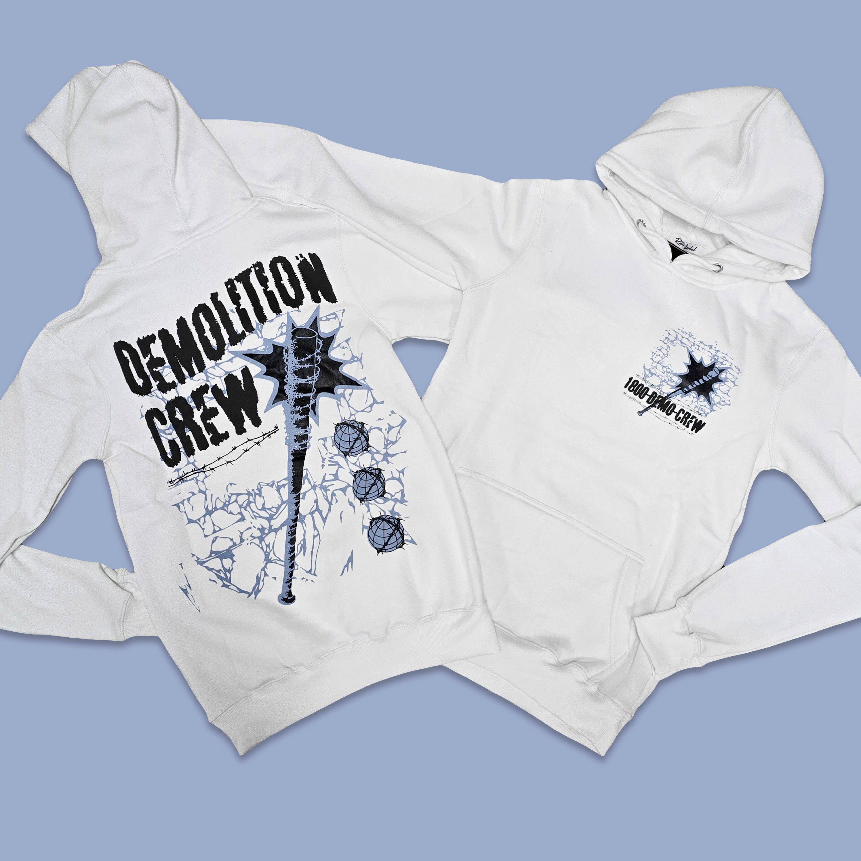 RETRO LABEL DEMOLITON CREW HOODIE (RETRO 13 BLUE GREY)