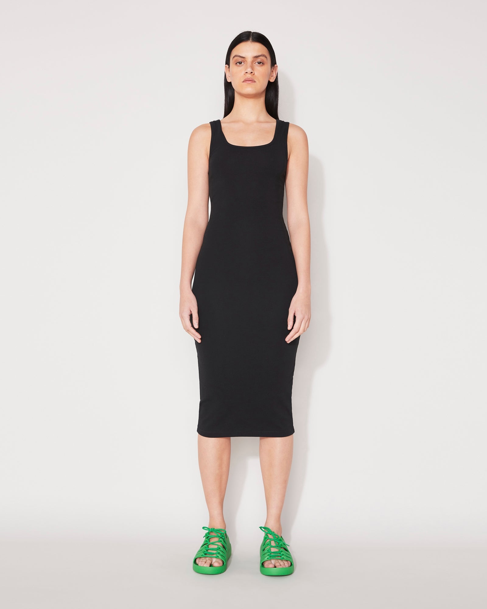 RIB TWO WAY DRESS - BLACK