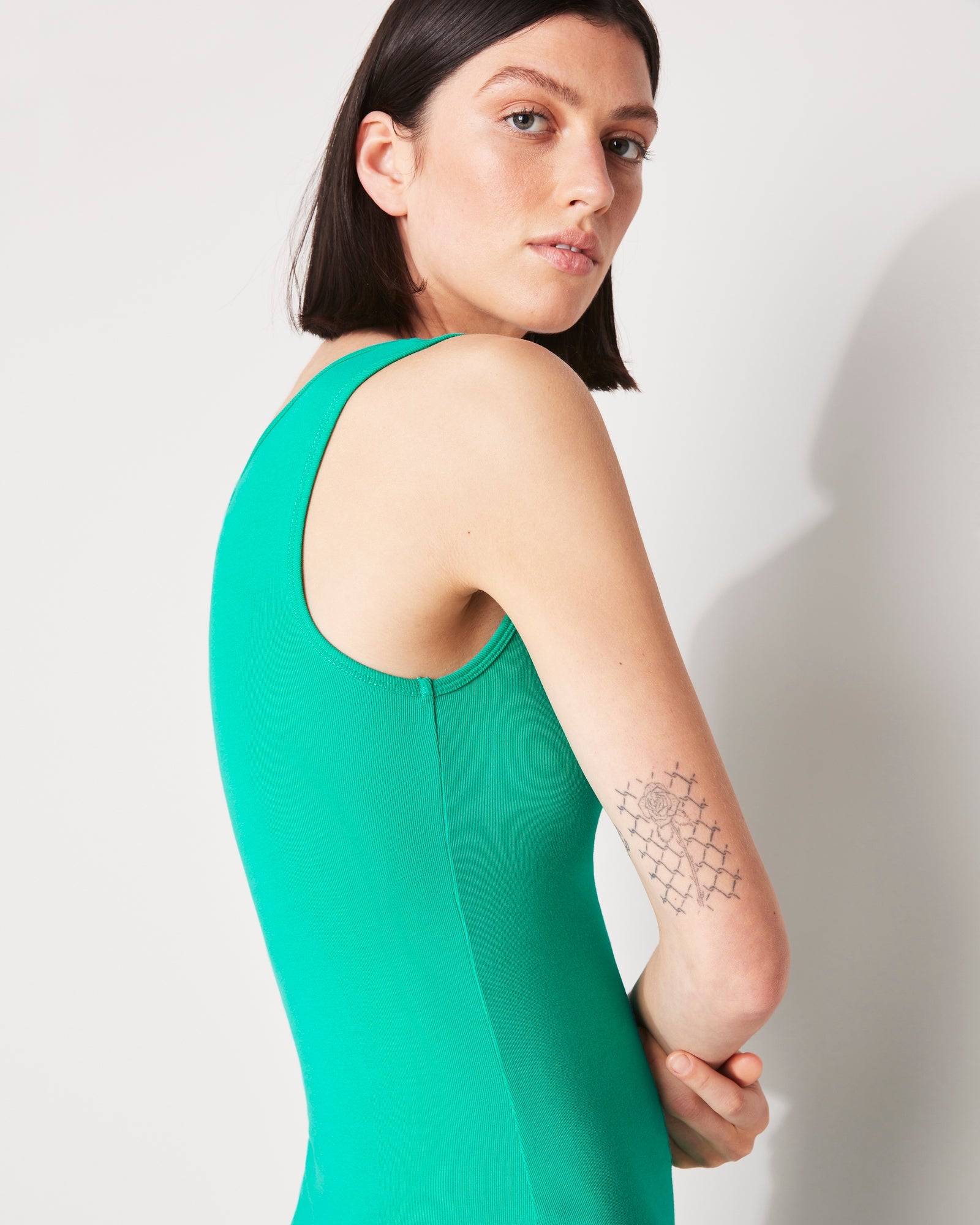 RIB TWO WAY DRESS - POOL GREEN