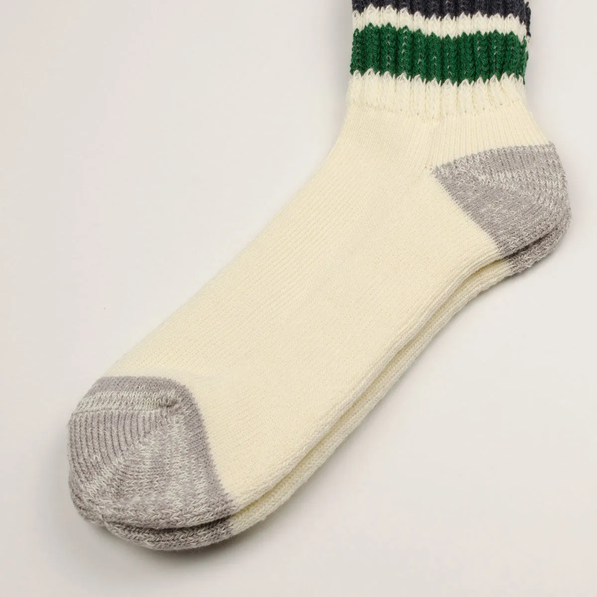 RoToTo - Coarse Ribbed Old School Crew Socks - Green / Charcoal