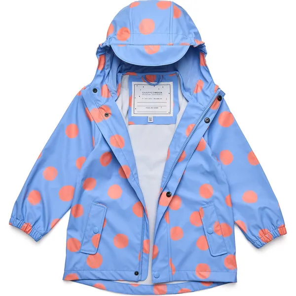 Snapper Rock Cornflower Polka Dot Recycled Waterproof Raincoat