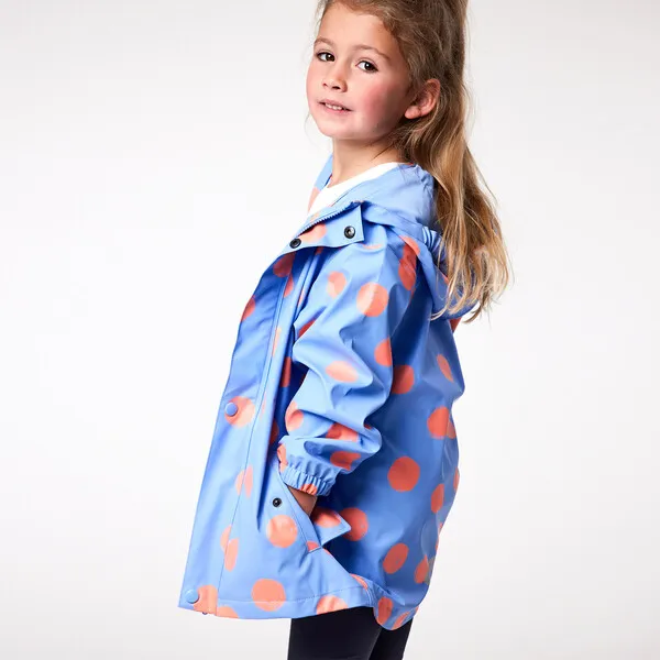 Snapper Rock Cornflower Polka Dot Recycled Waterproof Raincoat