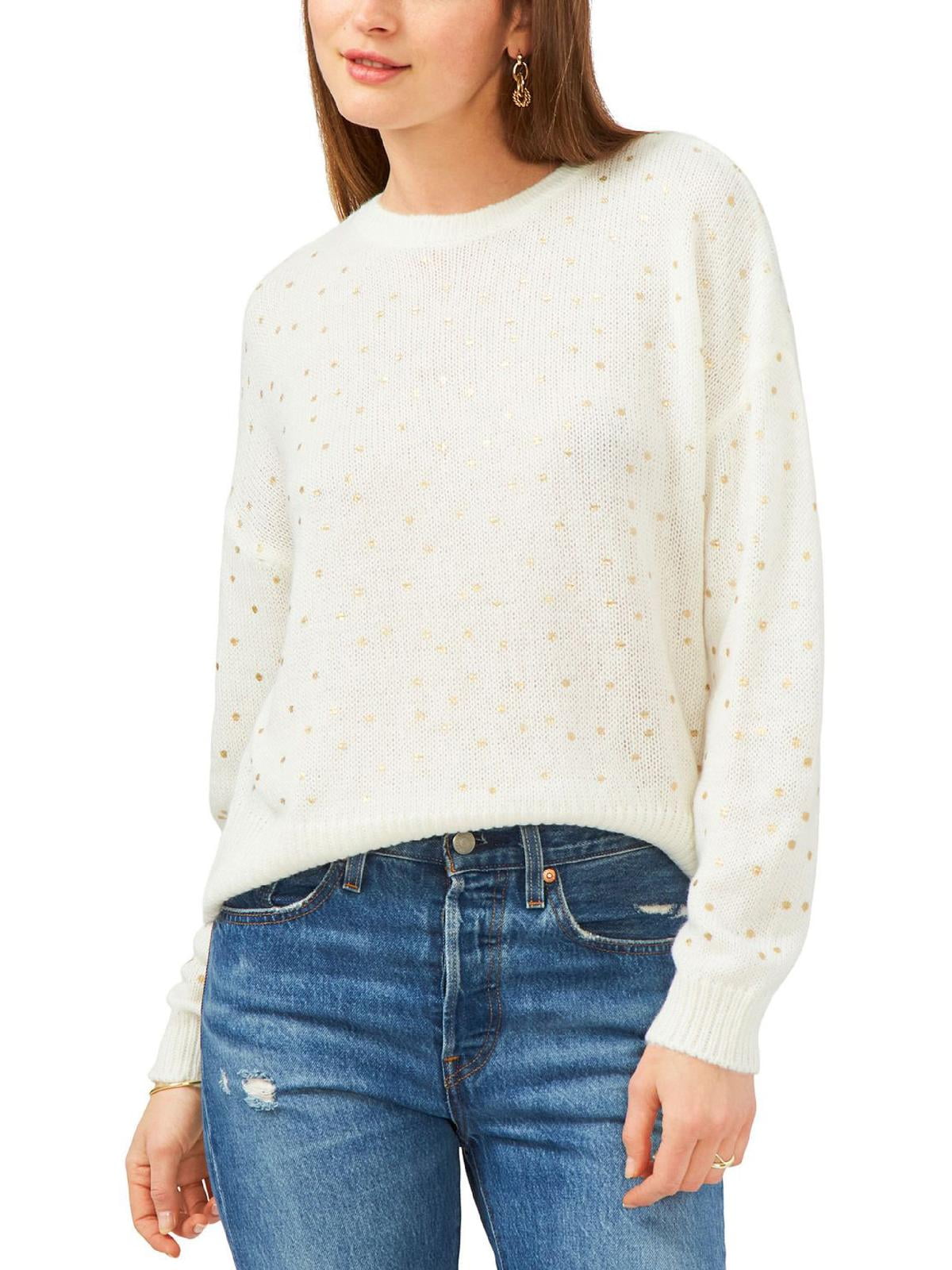 State Womens Metallic Polka Dot Pullover Sweater