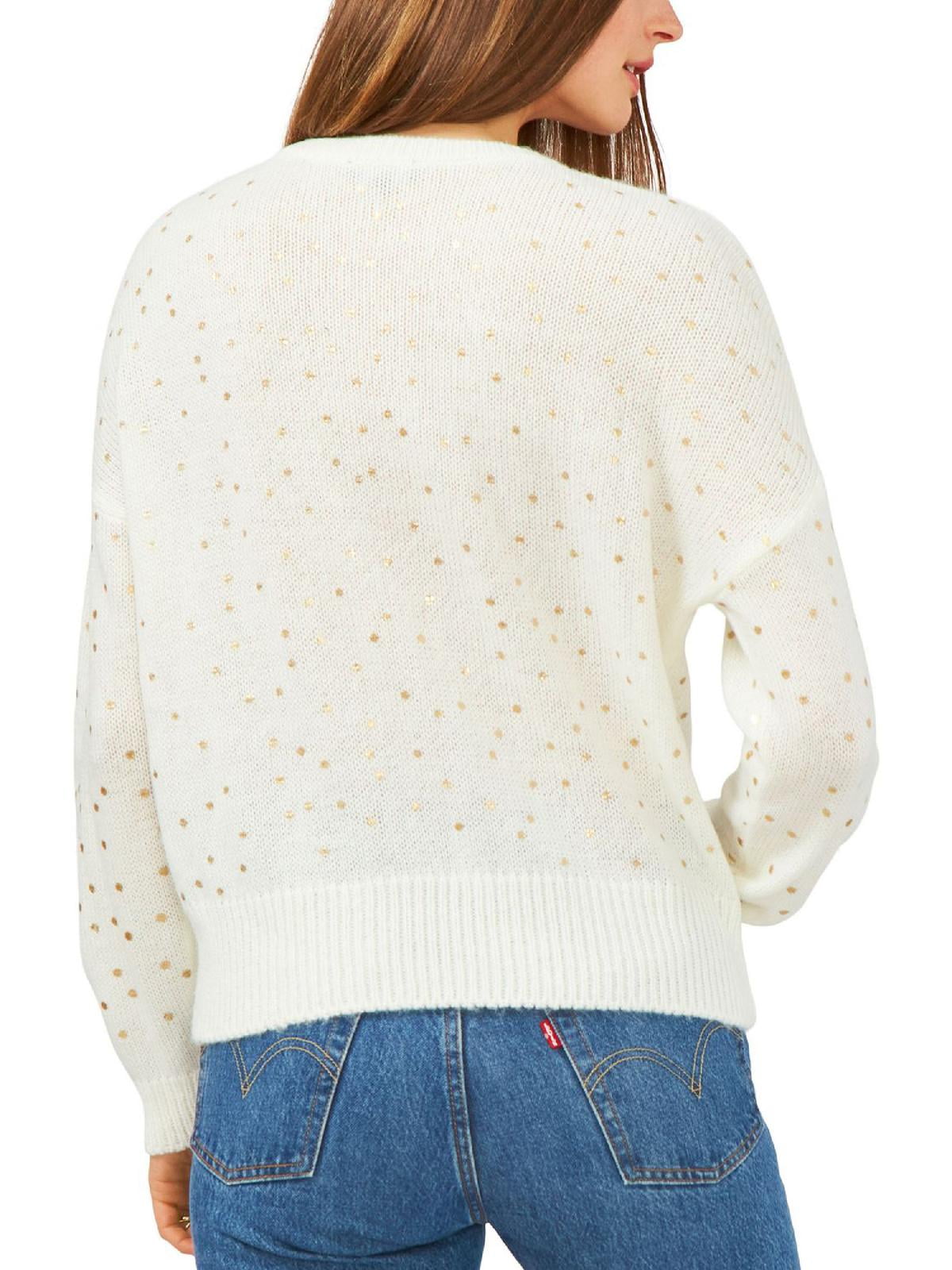 State Womens Metallic Polka Dot Pullover Sweater