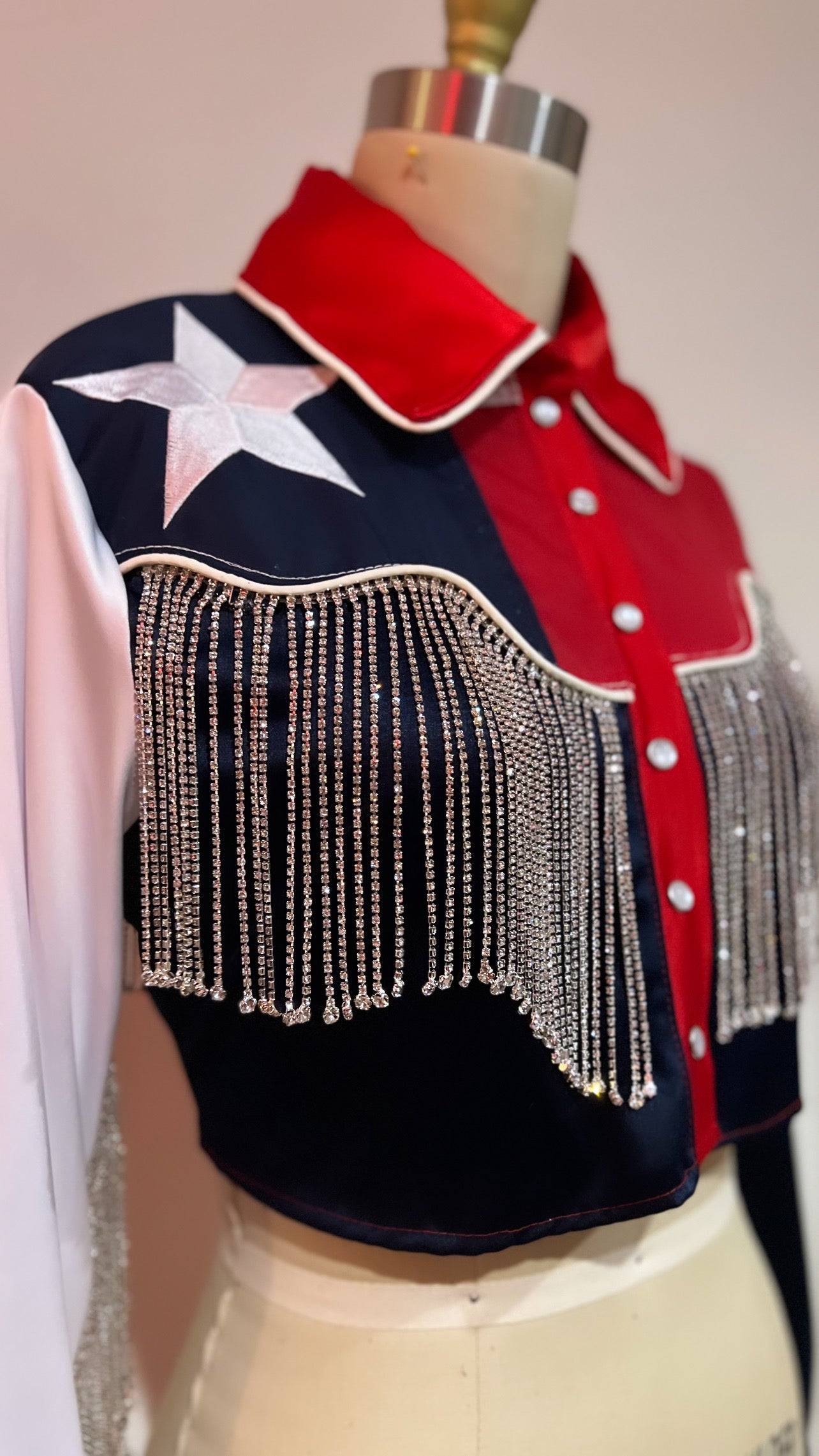 The Lone Star Pearl Snap Jacket - Cropped, Texas Flag