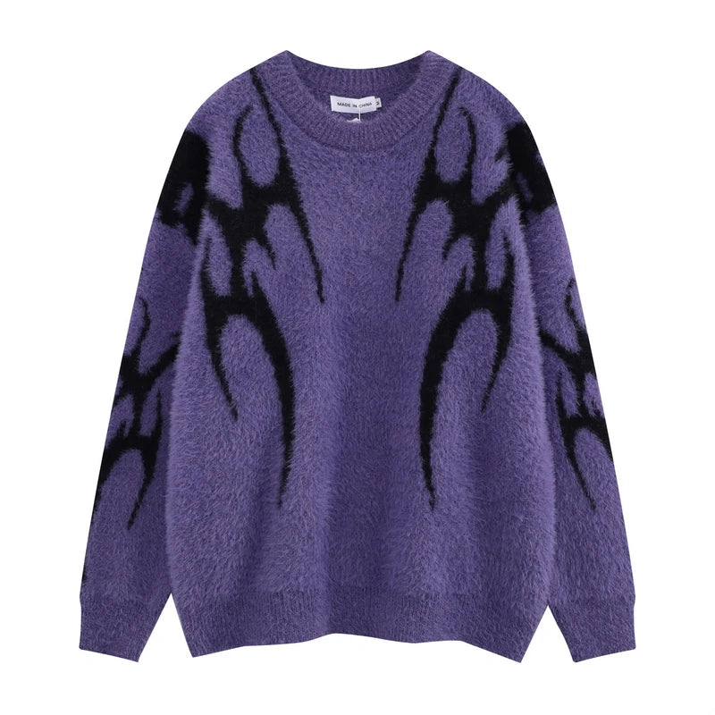 Thorn Pattern Sweater Streetwear Vintage Knitted Pullover