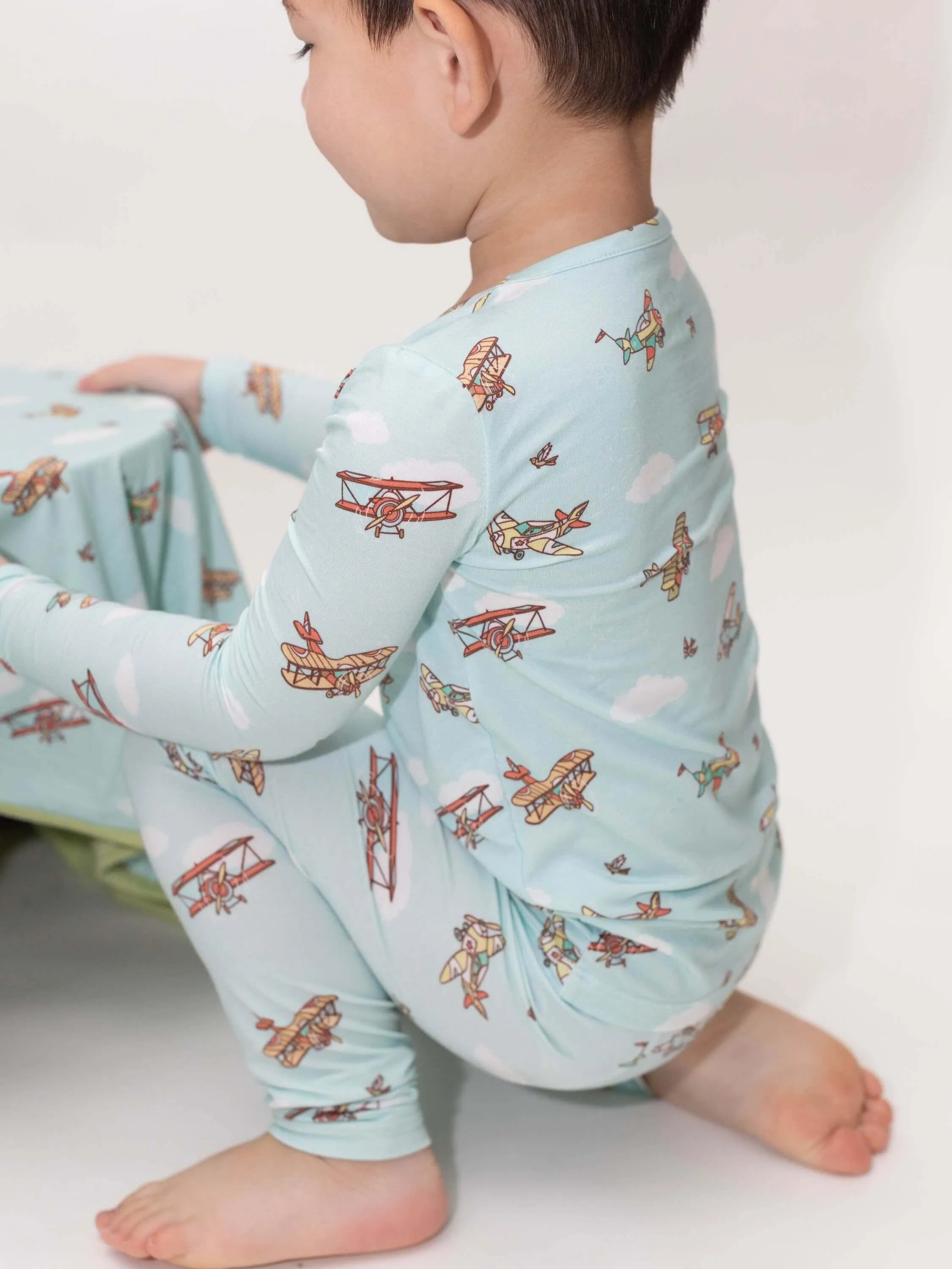 Vintage Airplanes Kids Bamboo Pajamas