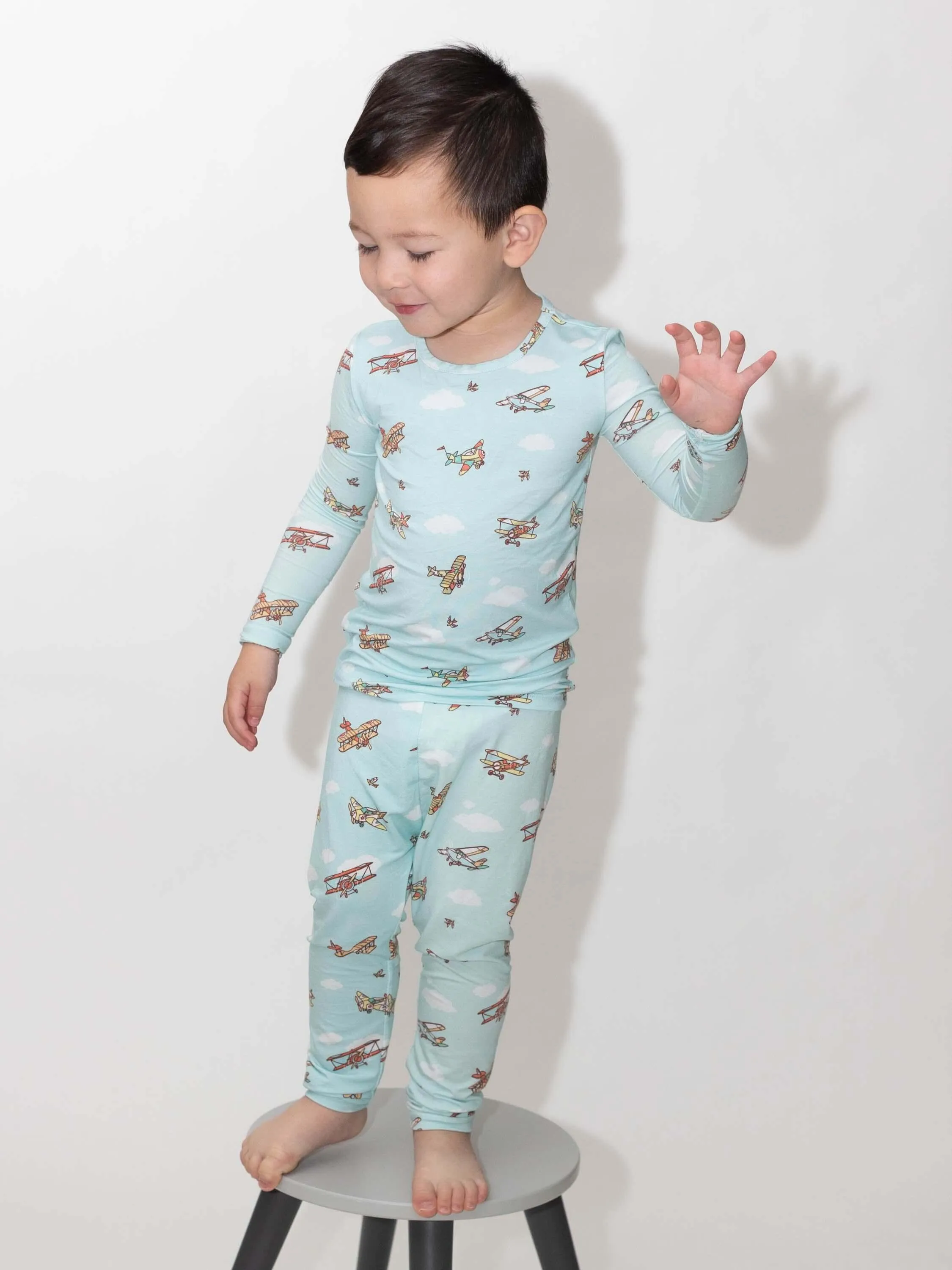 Vintage Airplanes Kids Bamboo Pajamas