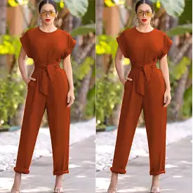 Vintage Fashion Short Sleeve Jumpsuit