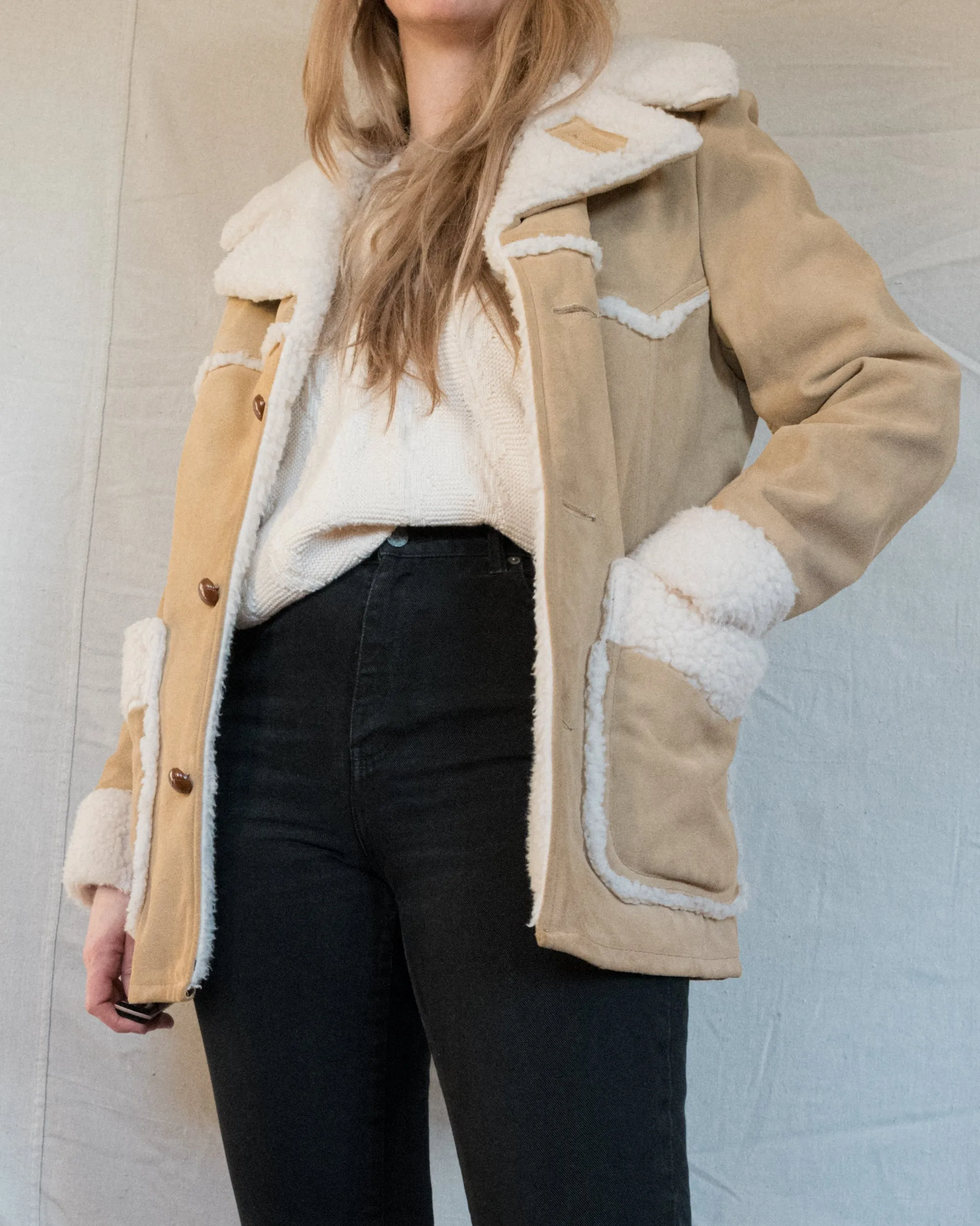 Vintage Suede + Shearling Jacket (XS/S)