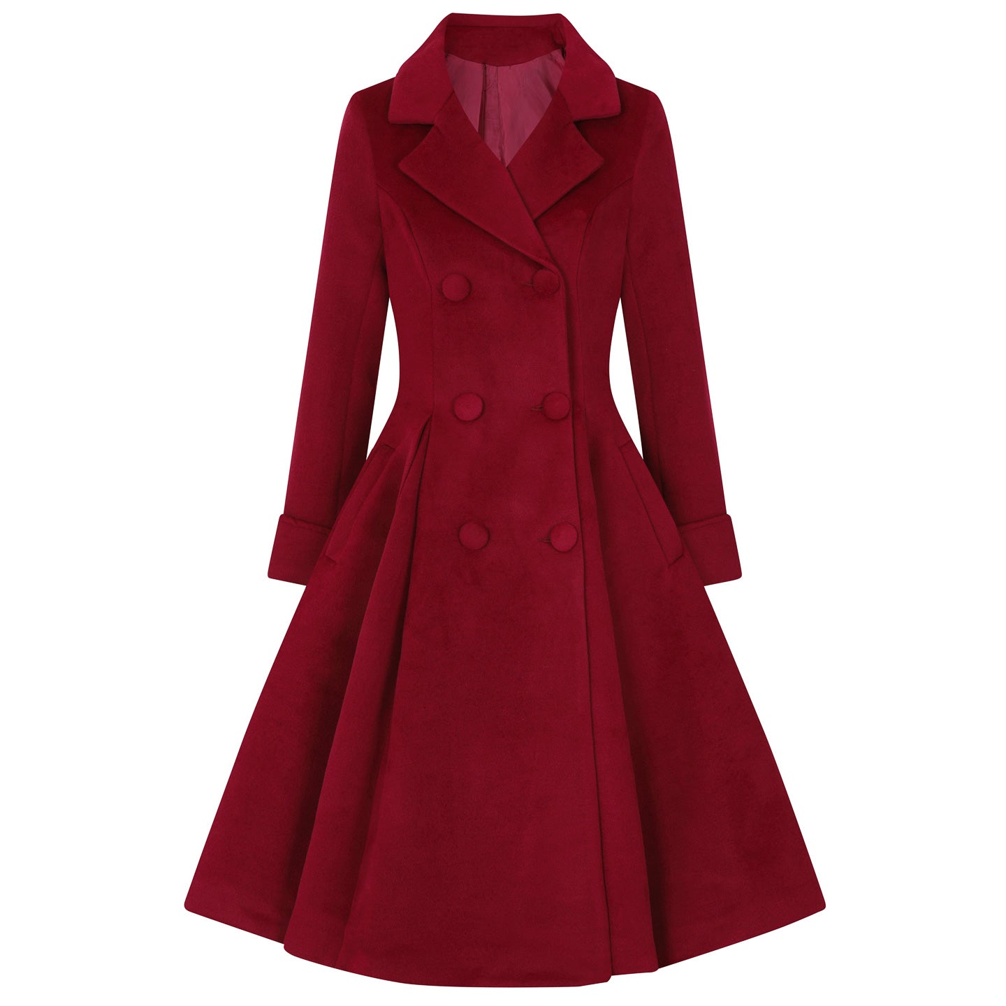 Wine Red Burgundy Vintage Inspired Classic Swing Coat