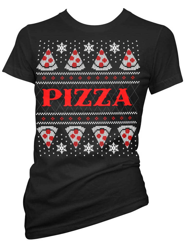 Women's Pizza Ugly Christmas Sweater Tee